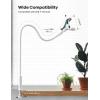 imageLamicall Gooseneck Phone Holder for Bed  Overall Length 386in Flexible Leather Wrapped Arm 360 Adjustable Clamp Clip Overhead Cell Phone Mount Stand for Desk Compatible with All Cellphone 47blue white