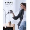 imageLamicall Gooseneck Phone Holder for Bed  Overall Length 386in Flexible Leather Wrapped Arm 360 Adjustable Clamp Clip Overhead Cell Phone Mount Stand for Desk Compatible with All Cellphone 47Gray