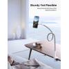imageLamicall Gooseneck Phone Holder for Bed  Overall Length 386in Flexible Leather Wrapped Arm 360 Adjustable Clamp Clip Overhead Cell Phone Mount Stand for Desk Compatible with All Cellphone 47Grey