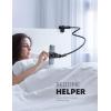 imageLamicall Gooseneck Phone Holder for Bed  Overall Length 386in Flexible Leather Wrapped Arm 360 Adjustable Clamp Clip Overhead Cell Phone Mount Stand for Desk Compatible with All Cellphone 47BlackLeather
