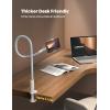 imageLamicall Gooseneck Phone Holder for Bed  Overall Length 386in Flexible Leather Wrapped Arm 360 Adjustable Clamp Clip Overhead Cell Phone Mount Stand for Desk Compatible with All Cellphone 47blue white