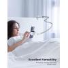 imageLamicall Gooseneck Phone Holder for Bed  Overall Length 386in Flexible Leather Wrapped Arm 360 Adjustable Clamp Clip Overhead Cell Phone Mount Stand for Desk Compatible with All Cellphone 47Grey
