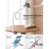 imageLamicall Gooseneck Phone Holder for Bed  Overall Length 386in Flexible Leather Wrapped Arm 360 Adjustable Clamp Clip Overhead Cell Phone Mount Stand for Desk Compatible with All Cellphone 47blue white