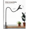 imageLamicall Gooseneck Phone Holder for Bed  Overall Length 386in Flexible Leather Wrapped Arm 360 Adjustable Clamp Clip Overhead Cell Phone Mount Stand for Desk Compatible with All Cellphone 47Black