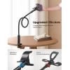 imageLamicall Gooseneck Phone Holder for Bed  Overall Length 386in Flexible Leather Wrapped Arm 360 Adjustable Clamp Clip Overhead Cell Phone Mount Stand for Desk Compatible with All Cellphone 47Black