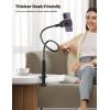 imageLamicall Gooseneck Phone Holder for Bed  Upgraded Stable Clip for Desk Headboard Bed Bedside Table Flexible Gooseneck Long Arm Stand Overhead Cell Phone Clamp Mount for All 47 Devicesblack