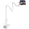 imageLamicall Gooseneck Phone Holder for Bed  360 Adjustable Clamp Clip Overhead Cell Phone Mount Stand for Desk Compatible with All Cellphone WhiteSnow White