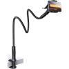 imageLamicall Gooseneck Phone Holder for Bed  Overall Length 386in Flexible Leather Wrapped Arm 360 Adjustable Clamp Clip Overhead Cell Phone Mount Stand for Desk Compatible with All Cellphone 47Black