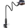 imageLamicall Gooseneck Phone Holder for Bed  Upgraded Stable Clip for Desk Headboard Bed Bedside Table Flexible Gooseneck Long Arm Stand Overhead Cell Phone Clamp Mount for All 47 Devicesblack