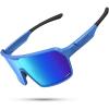 imageLamicall Polarized Sports Sunglasses for Men Women UV400 Protection Sun Glasses for Running Cycling Baseball Fishing GolfBlue Frameblue Lens