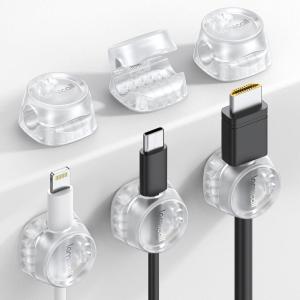 image6Pack Cord Organizer Desk Accessories  Lamicall Clear Desktop Cord Management Mothers Day for Mother Office Workspace Organizer Accessories Nightstand Wire Keeper Desk Decor Office Must HavesTransparent