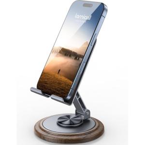 imageLamicall Adjustable Phone Stand for Desk  360 Rotating Foldable Cell Phone Holder Desktop Portable Cellphone Stand Office Desk Accessories for iPhone 16 15 14 13 Pro Max 410 Smartphones iPadGrey