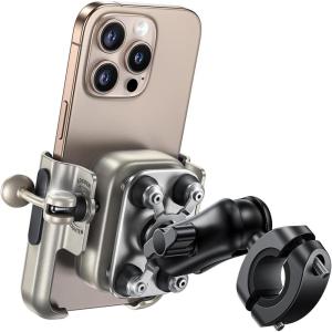 imageLamicall All Metal Motorcycle Phone Mount  Anti Shake Extendable Arm Bike Phone Holder Handlebar Clamp Bicycle Cell Phone Mount for iPhone 16 Pro Max 15 14 Galaxy S24 Ultra 4772quot Phones4772 PhoneGold