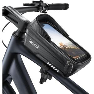 imageLamicall Bike Frame Bag Waterproof  1s Release 2 in 1 Bike Phone Bag Bike Phone Holder Mount Bicycle Top Tube Bag Cycling Pouch with Rain Cover Bike Accessories for Phones Under 7quotMedium