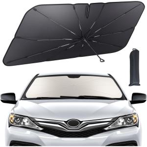 imageLamicall Car Windshield Sunshade Umbrella  5Layer UV Block 10Rib Fiberglass Frame for Heat Insulation 53quotx30quot Front Window Interior Sun Protection for Compact Sedan SUV Windshield53x30