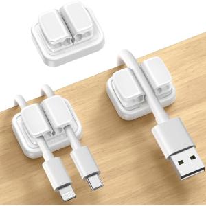 imageLamicall Cord Organizer Spring Clip Holder  1 Small Clip Hold 3 Cords Desk Cable Management Holder Adhesive Phone Charger Wire Keeper for Nightstand Office Car Desk Accessories 3PcsWhite