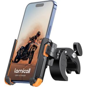 imageLamicall Motorcycle Phone Mount Holder  Camera Friendly 1s Lock Bike Phone Holder Handlebar Clamp Bicycle Scooter Phone Clip for iPhone 16 Pro Max 15 14 13 Galaxy S25 Ultra 477quot PhonesOrange