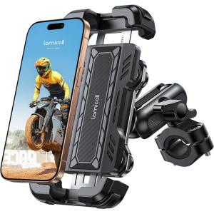 imageLamicall Motorcycle Phone Mount Holder  Metal Extension Arm Dual Vibration Dampener Motorcycle Cell Phone Mount Bike Bicycle Handlebar Phone Clamp for iPhone 1615 14 Pro Max 4767quot Phones