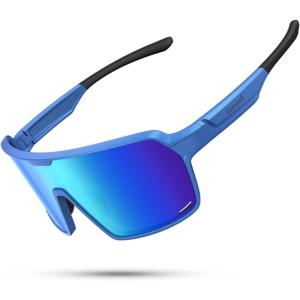 imageLamicall Polarized Sports Sunglasses for Men Women UV400 Protection Sun Glasses for Running Cycling Baseball Fishing GolfBlue Frameblue Lens