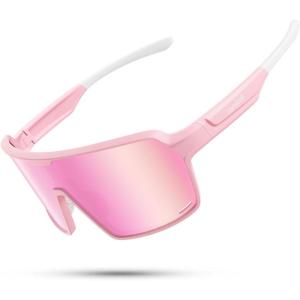 imageLamicall Polarized Sports Sunglasses for Men Women UV400 Protection Sun Glasses for Running Cycling Baseball Fishing GolfPink Framepink Lens