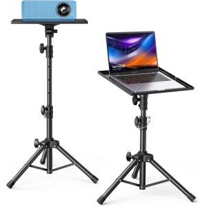 imageLamicall Projector Tripod Stand Laptop Holder  2236quot Height Adjustable ampamp Foldable Projector Heavy Duty Stand MutiAngle Max Load 22lbs Universal for Home Office Outdoor Stage Podium
