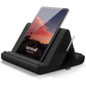 imageLamicall Tablet Pillow Holder Stand  Tablet Pillow Soft Pad Dock for Lap Bed and Desk with Pocket ampamp 4 Viewing Angles for 2022 iPad Pro 11 129 Air Mini Kindle 413quot Phone and Tablet BlackBlack