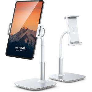 imageLamicall Tablet Stand Holder Gooseneck Tablet Mount  25lb Heavy Duty Base Adjustable Desktop Stand with 360 Degree Rotating for 4713quot Tablet iPad Pro 129 Air Mini Fire Kindle Tabs BlackWhite