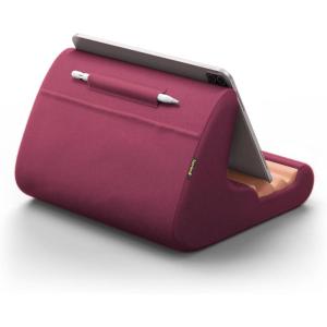 imageLamicall Tablet Stand Pillow Holder  Soft Pad for Bed Lap Dock With Stylus Mount ampamp Pocket for iPad Pro 129 Air Mini Kindle Galaxy Tab and 413quot Tablets Dark GreyDark Red
