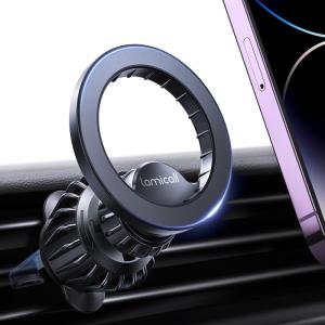 imageLamicall for MagSafe Car Mount  20 Super Magnets Magnetic Car Phone Mount Air Vent Phone Holder Car Hands Free Cell Phone Holder Clip Car Accessories fit iPhone 16 15 14 13 Pro Plus Max1Black