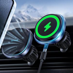 imageLamicall for Magnetic Car Mount Charger  2024 Cooling Fast Charging 15W Wireless Car Charger  Hands Free Magnetic Car Phone Holder Charger Vent for iPhone 16 15 14 13 12 Pro Max CaseBlack