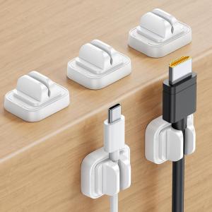 image5Pack Cable Spring Holder Clips Cord Organizer for Desk  Lamicall Adjustable Cord Wire Holder Keeper Phone Charger Organizer Clips Wire Cable Management for Nightstand Wall Car Office DesktopWhite