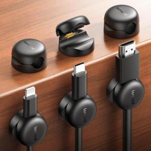 imageLamicall Cable Clips Spring Cord Organizer Holder  6Pack Compact Desk Cable Management Clips Nightstand Phone Charging Cord Holder 8mm Slot Adhesive Wire Organizer Desk Office Accessory6Pack
