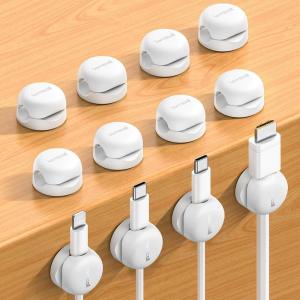 imageLamicall Cord Organizer Spring Cable Management Clips  6Pack Compact Desk Cable Holder Clips Nightstand Phone Charging Cord Holder 8mm Slot Adhesive Wire Organizer Office Accessory White12Pack