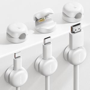 imageLamicall Cord Organizer Spring Cable Management Clips  6Pack Compact Desk Cable Holder Clips Nightstand Phone Charging Cord Holder 8mm Slot Adhesive Wire Organizer Office Accessory White6Pack