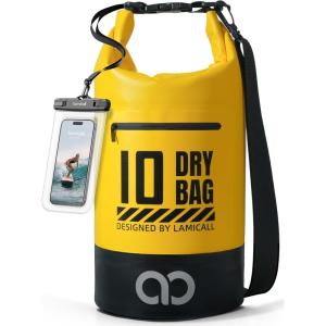 imageLamicall Dry Bag Waterproof Backpack  Zippered Pocket 10L20L Roll Top Waterproof Bag with Water proof Phone Case Floatable Drybag for Swimming Boating Kayaking Camping BeachLemon Yellow