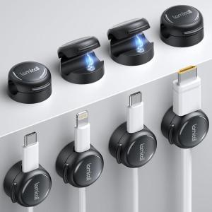 image8Pack Magnetic Cord Organizer Cable Clips  Lamicall CrystalClear Desk Cable Managment for Phone Charging Cord Strong Adhesive Wire Holder for Home Office Desk Nightstand Organizer Accessories
