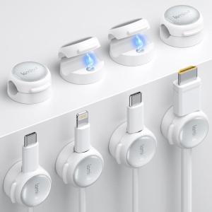 imageMagnetic Cable Clips Cord Organizer  Lamicall 8Pack CrystalClear ampamp Silver Shine Cable Management for Phone Charging Cord Strong Adhesive Wire Holder for Home Office Desk Car Nightstand White